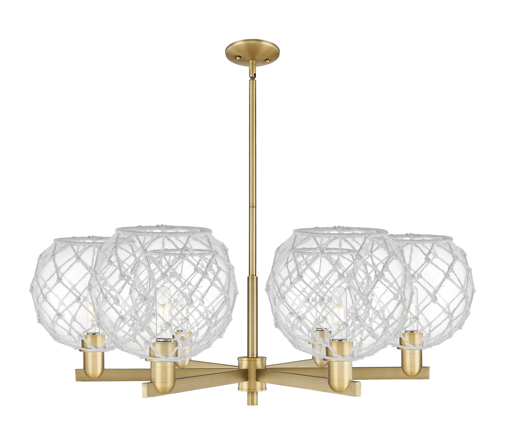 Farmhouse Rope - 6 Light - 40 inch - Brushed Brass - Stem hung - Chandelier