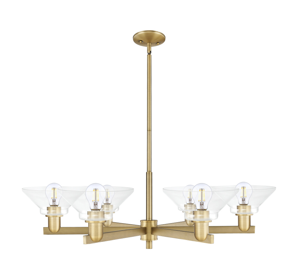 Orwell - 6 Light - 38 inch - Brushed Brass - Stem hung - Chandelier