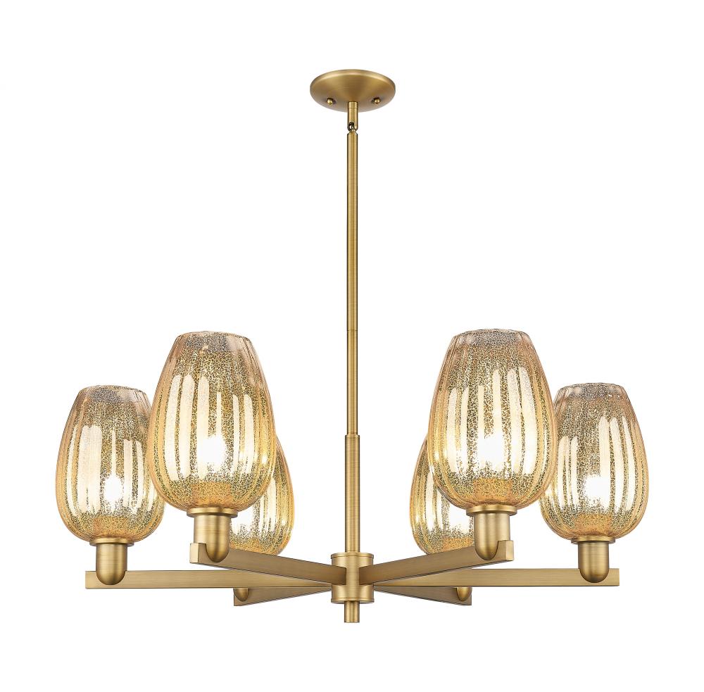 Preston Flute - 6 Light - 24 inch - Brushed Brass - Chandelier