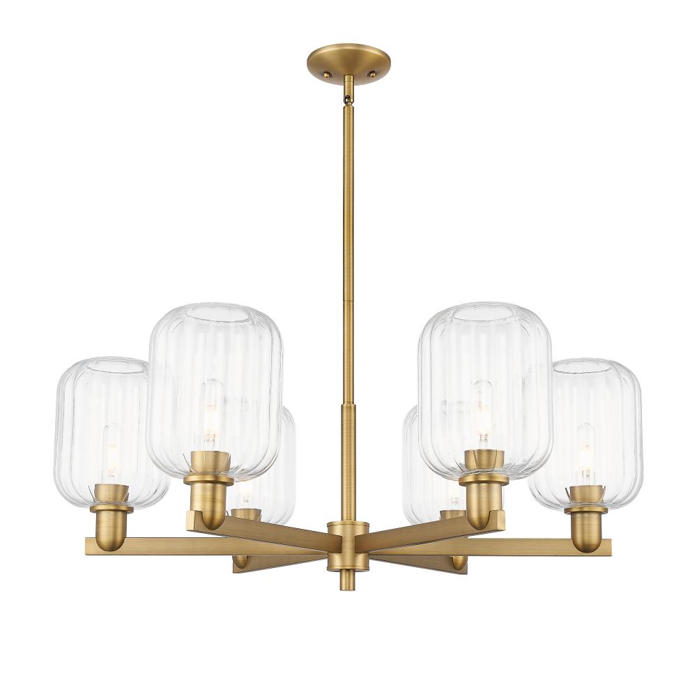 Preston Cylinder - 6 Light - 24 inch - Brushed Brass - Chandelier
