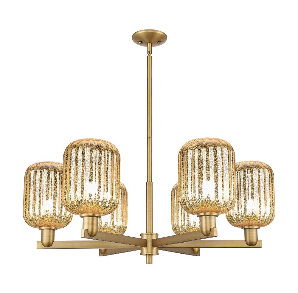 Preston Cylinder - 6 Light - 24 inch - Brushed Brass - Chandelier