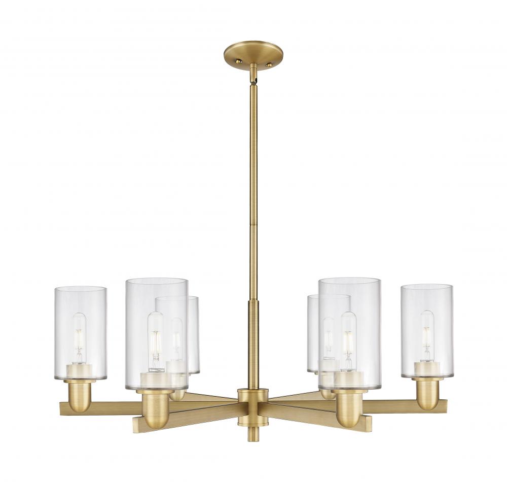 Clymer - 6 Light - 34 inch - Brushed Brass - Stem hung - Chandelier