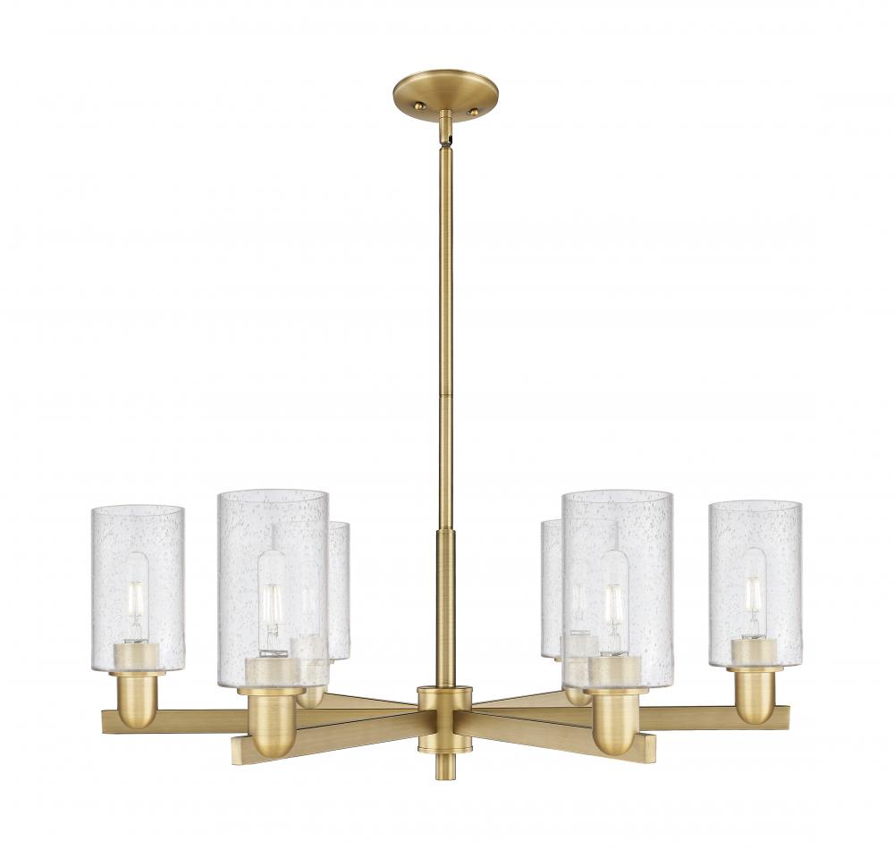 Clymer - 6 Light - 34 inch - Brushed Brass - Stem hung - Chandelier