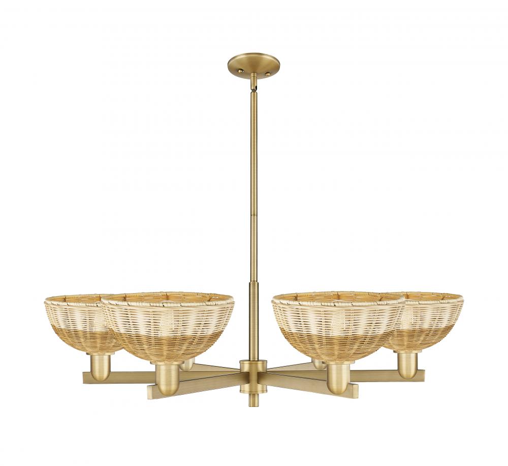 Bristol Natural II - 6 Light - 39 inch - Brushed Brass - Stem hung - Chandelier