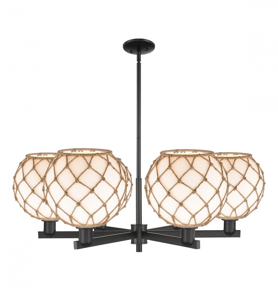 Farmhouse Rope - 6 Light - 40 inch - Matte Black - Stem hung - Chandelier