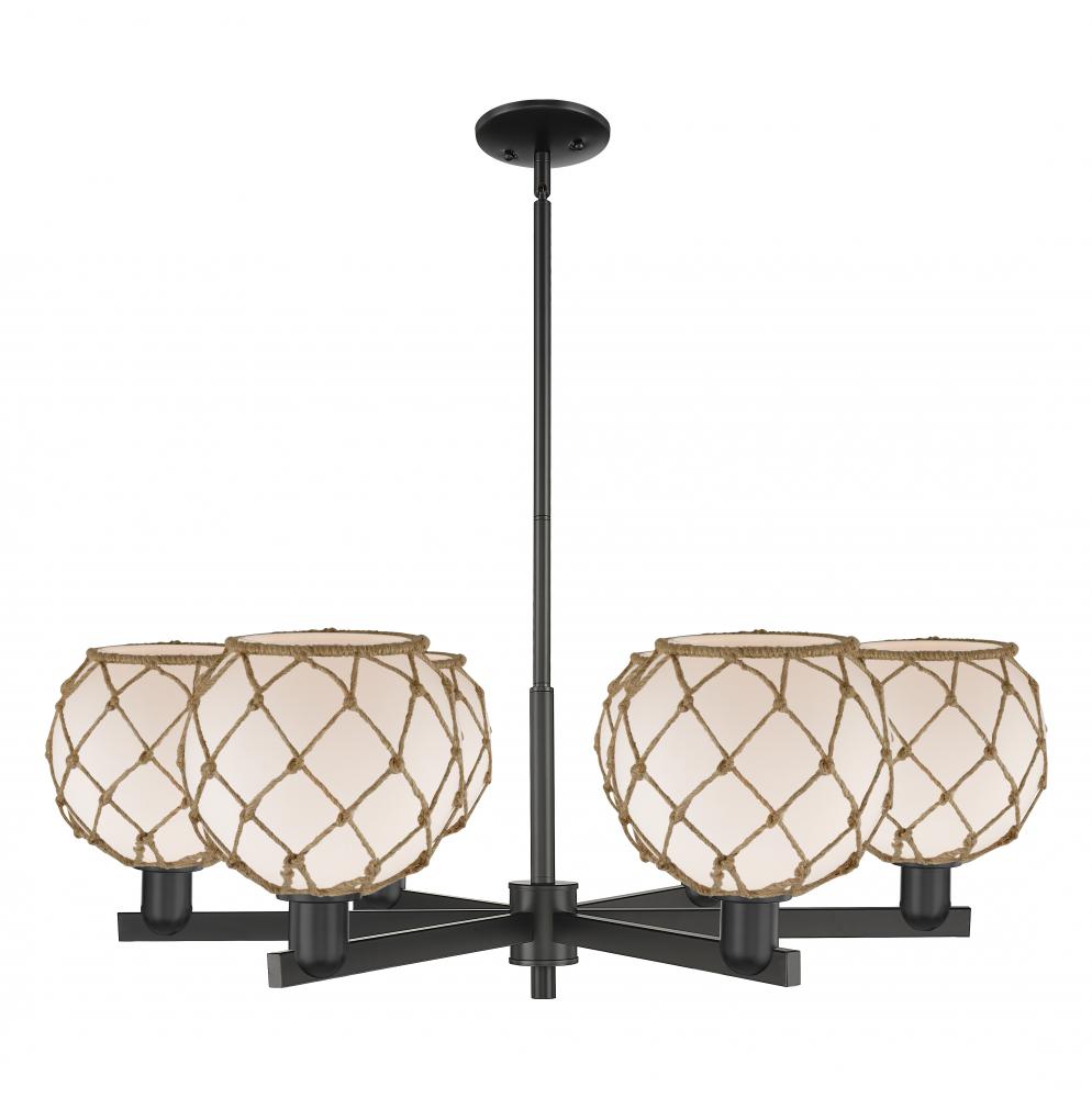 Farmhouse Rope - 6 Light - 38 inch - Matte Black - Stem hung - Chandelier
