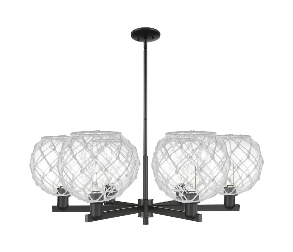Farmhouse Rope - 6 Light - 40 inch - Matte Black - Stem hung - Chandelier
