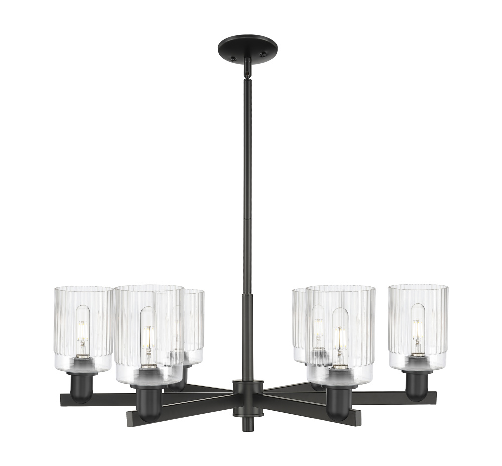 Hadley - 6 Light - 34 inch - Matte Black - Stem hung - Chandelier