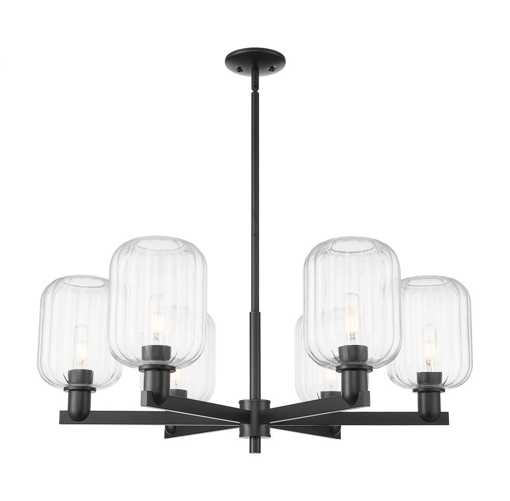 Preston Cylinder - 6 Light - 24 inch - Matte Black - Chandelier