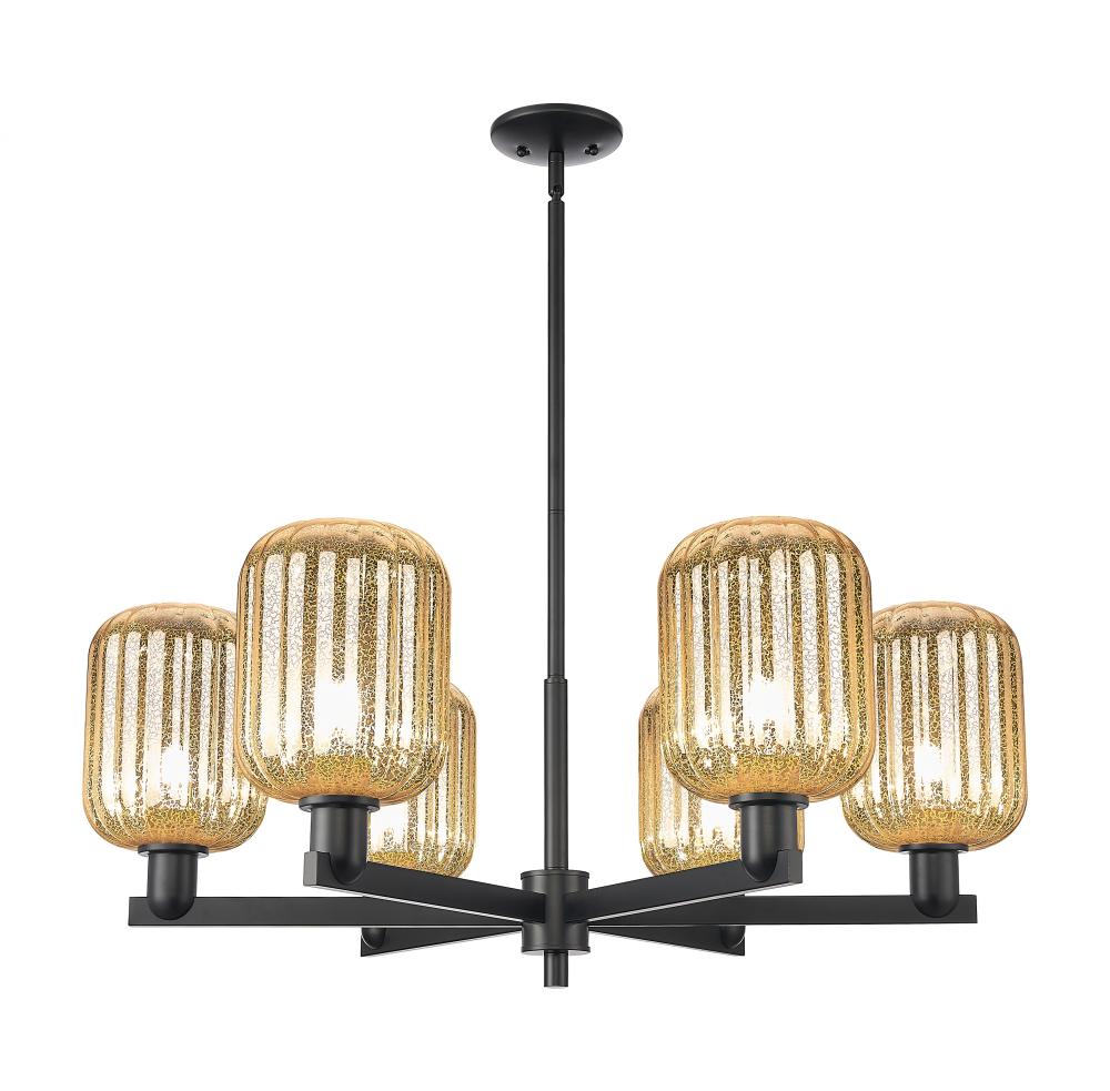 Preston Cylinder - 6 Light - 24 inch - Matte Black - Chandelier