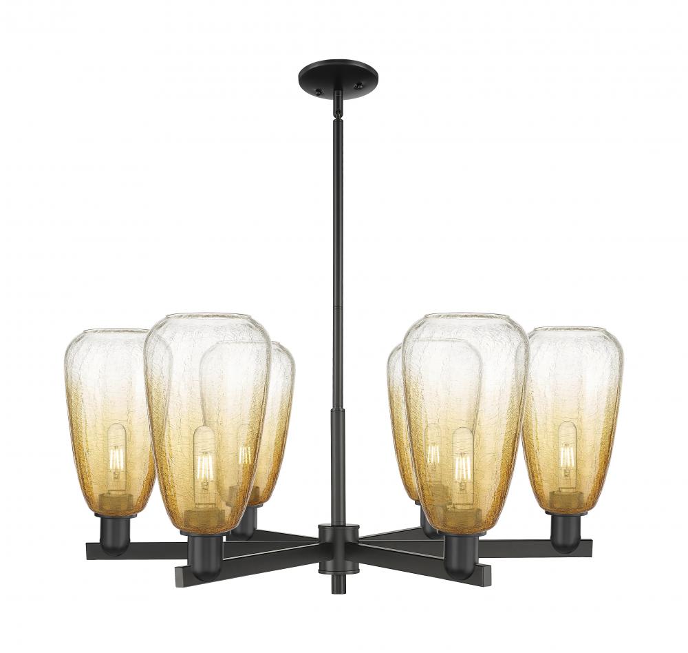 Brookhaven Almond - 6 Light - 24 inch - Matte Black - Chandelier