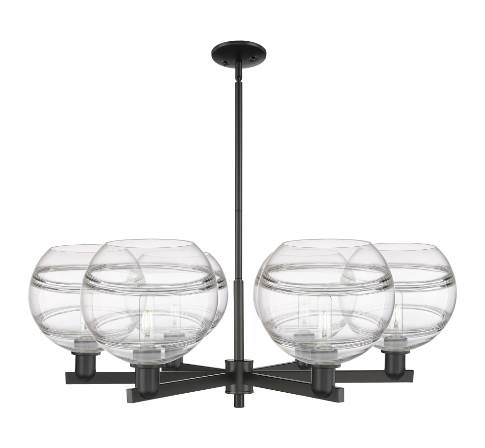 Rochester - 6 Light - 40 inch - Matte Black - Stem hung - Chandelier