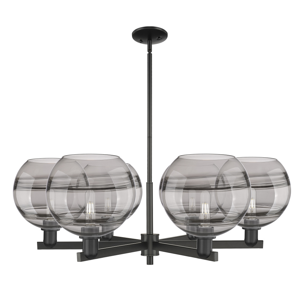 Rochester - 6 Light - 40 inch - Matte Black - Stem hung - Chandelier