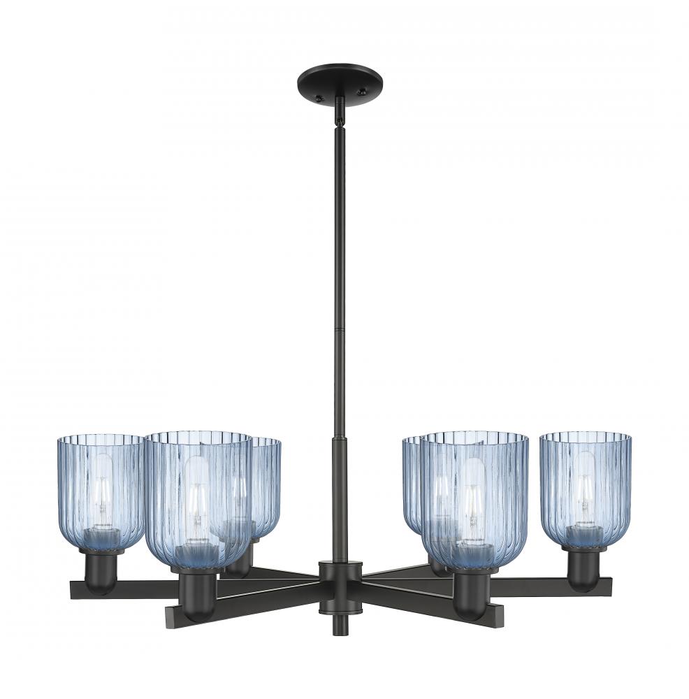 Bridal Veil - 6 Light - 24 inch - Matte Black - Chandelier