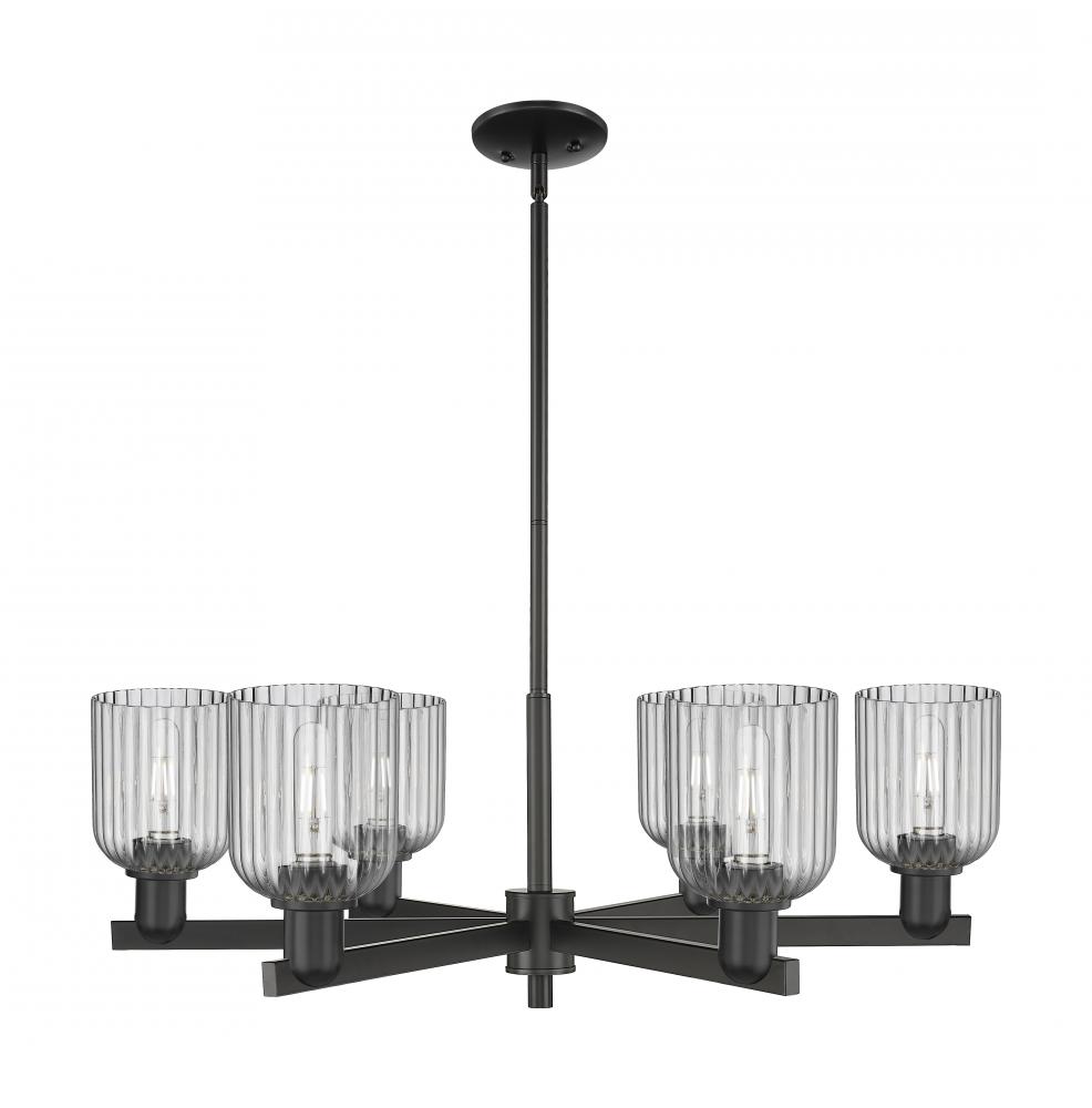 Bridal Veil - 6 Light - 24 inch - Matte Black - Chandelier