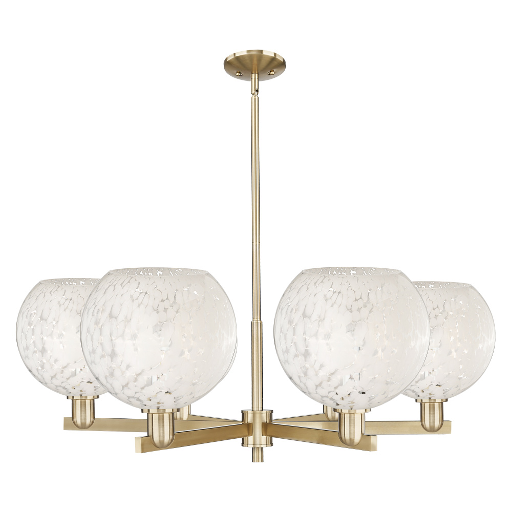 White Mouchette - 6 Light - 40 inch - Champagne Bronze - Stem hung - Chandelier