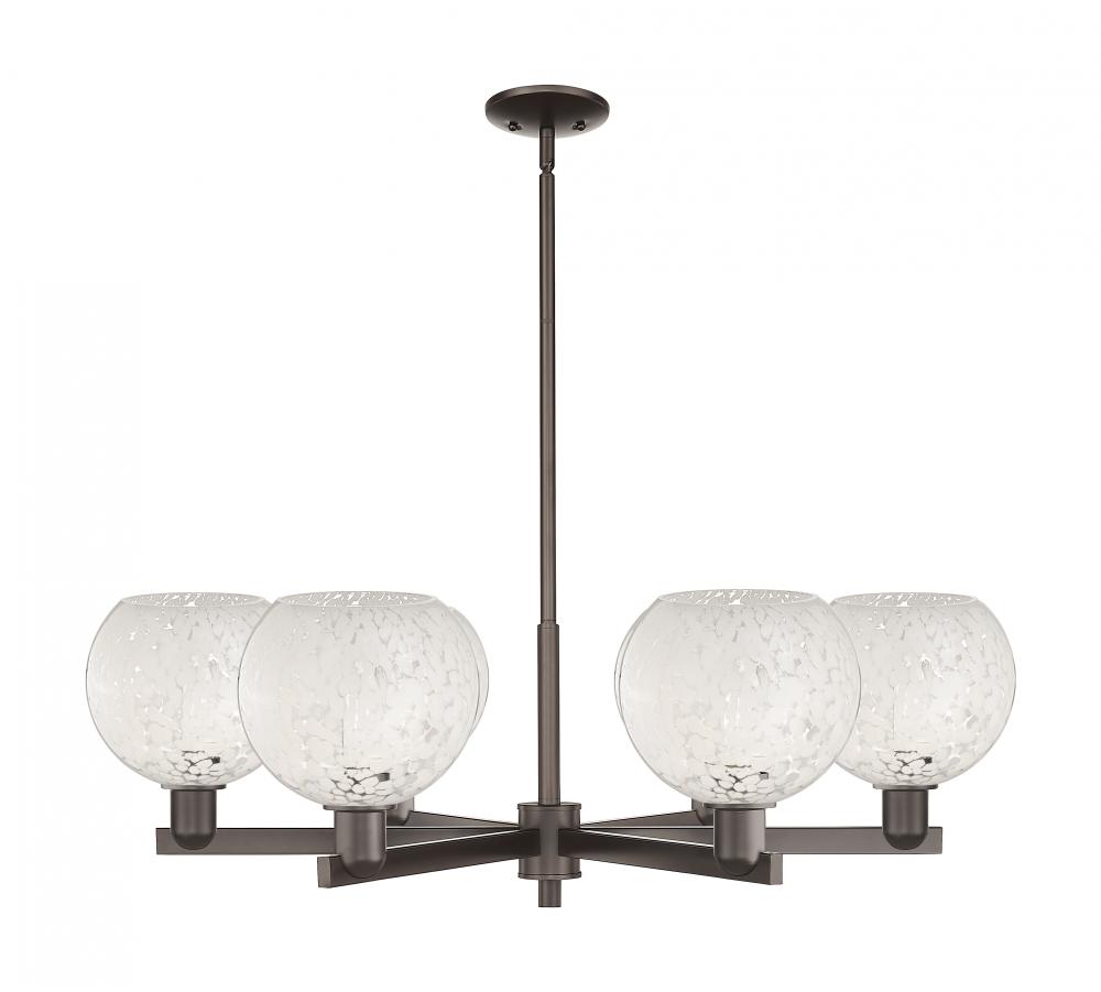 White Mouchette - 6 Light - 38 inch - Oil Rubbed Bronze - Stem hung - Chandelier
