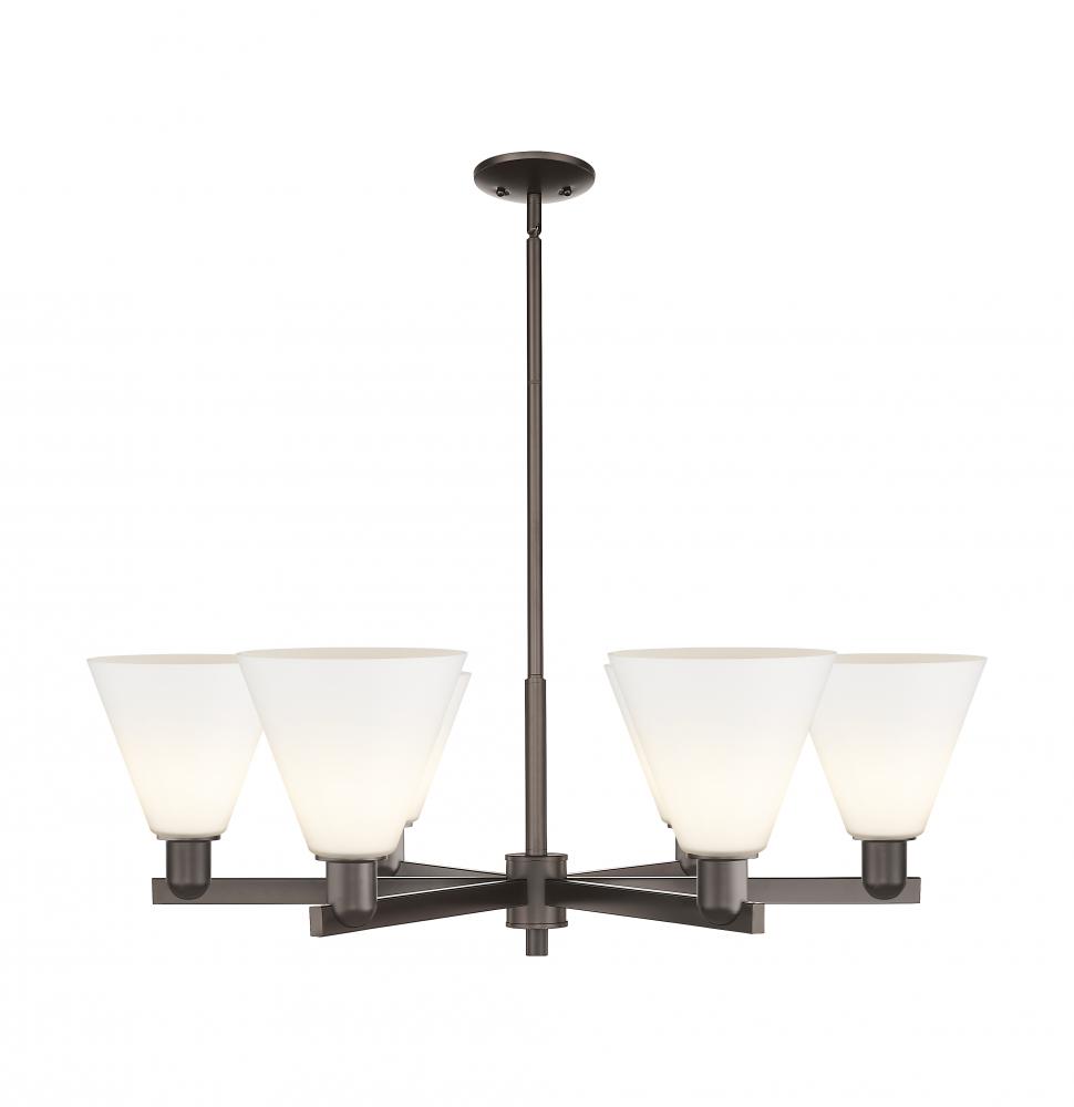 Berkshire Glass - 6 Light - 38 inch - Oil Rubbed Bronze - Stem hung - Chandelier