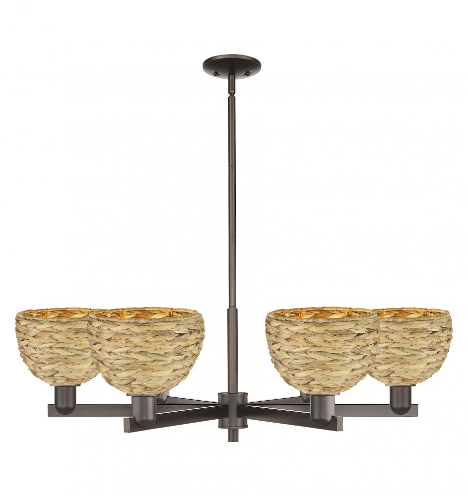 Woven Rattan - 6 Light - 38 inch - Oil Rubbed Bronze - Stem hung - Chandelier