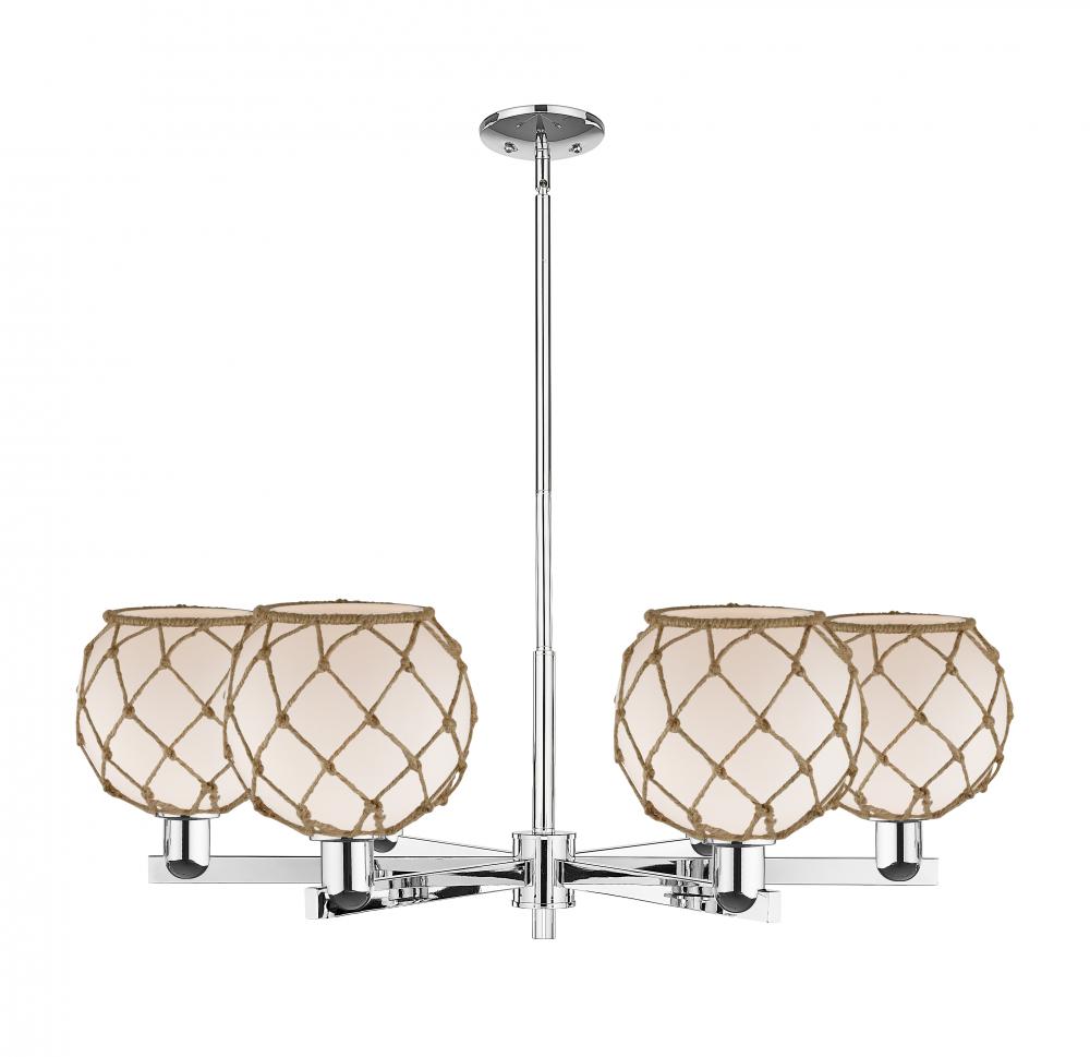 Farmhouse Rope - 6 Light - 38 inch - Polished Chrome - Stem hung - Chandelier