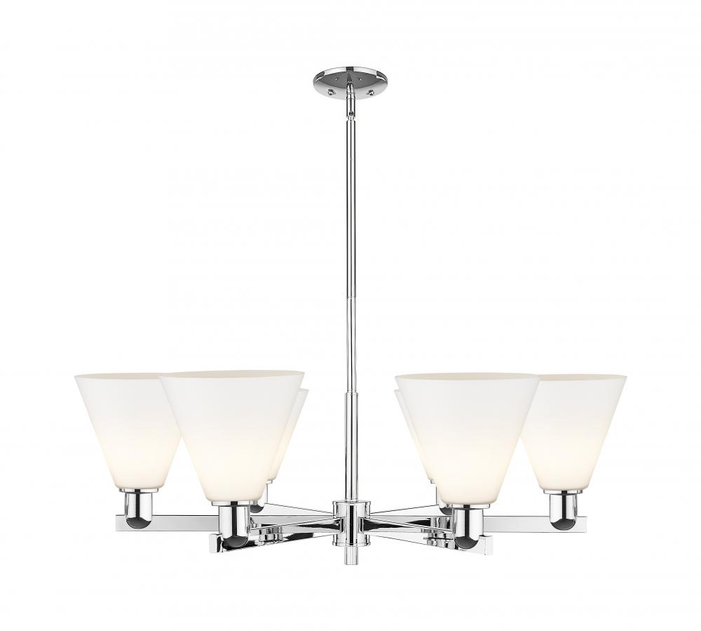 Berkshire Glass - 6 Light - 38 inch - Polished Chrome - Stem hung - Chandelier