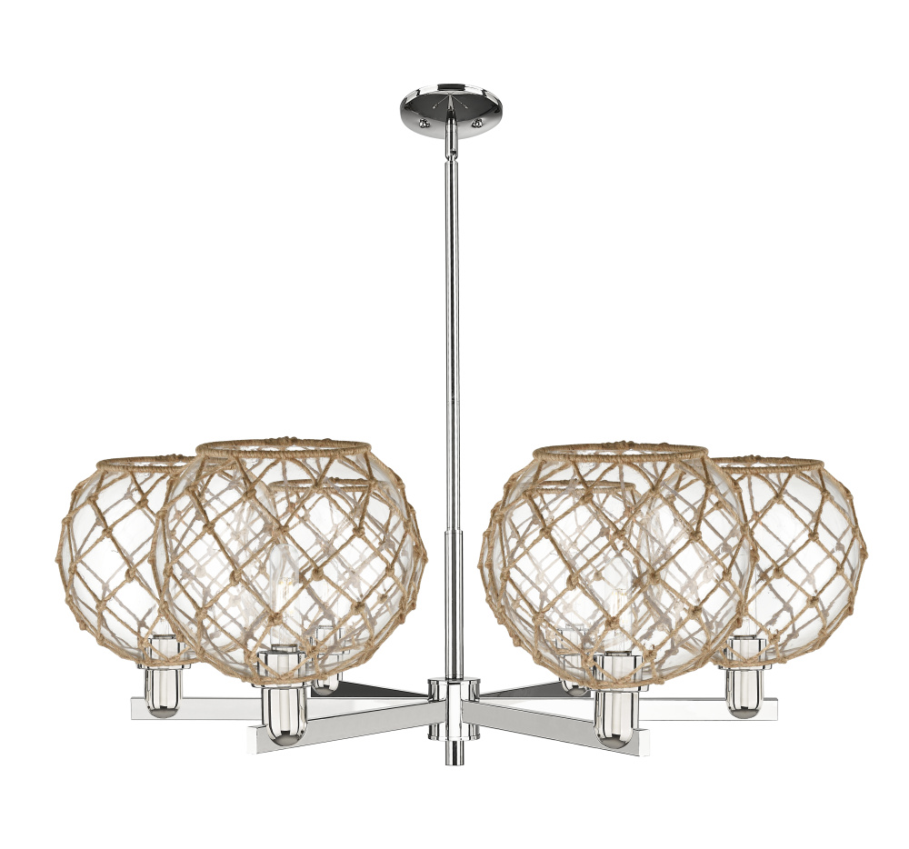Farmhouse Rope - 6 Light - 40 inch - Polished Nickel - Stem hung - Chandelier