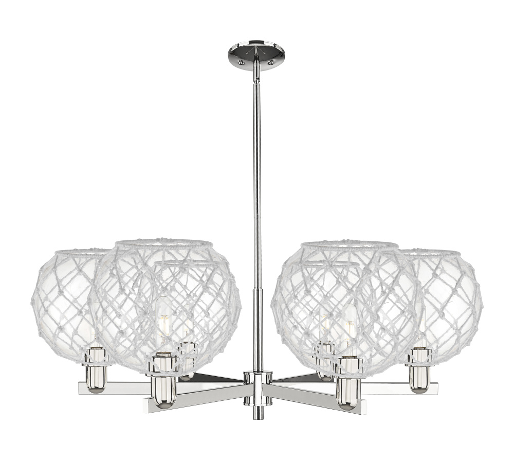 Farmhouse Rope - 6 Light - 40 inch - Polished Nickel - Stem hung - Chandelier