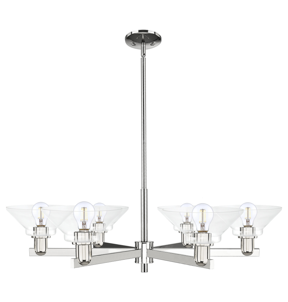 Orwell - 6 Light - 38 inch - Polished Nickel - Stem hung - Chandelier