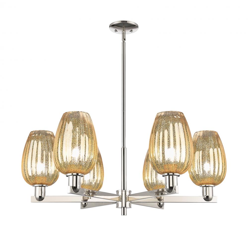 Preston Flute - 6 Light - 24 inch - Polished Nickel - Chandelier