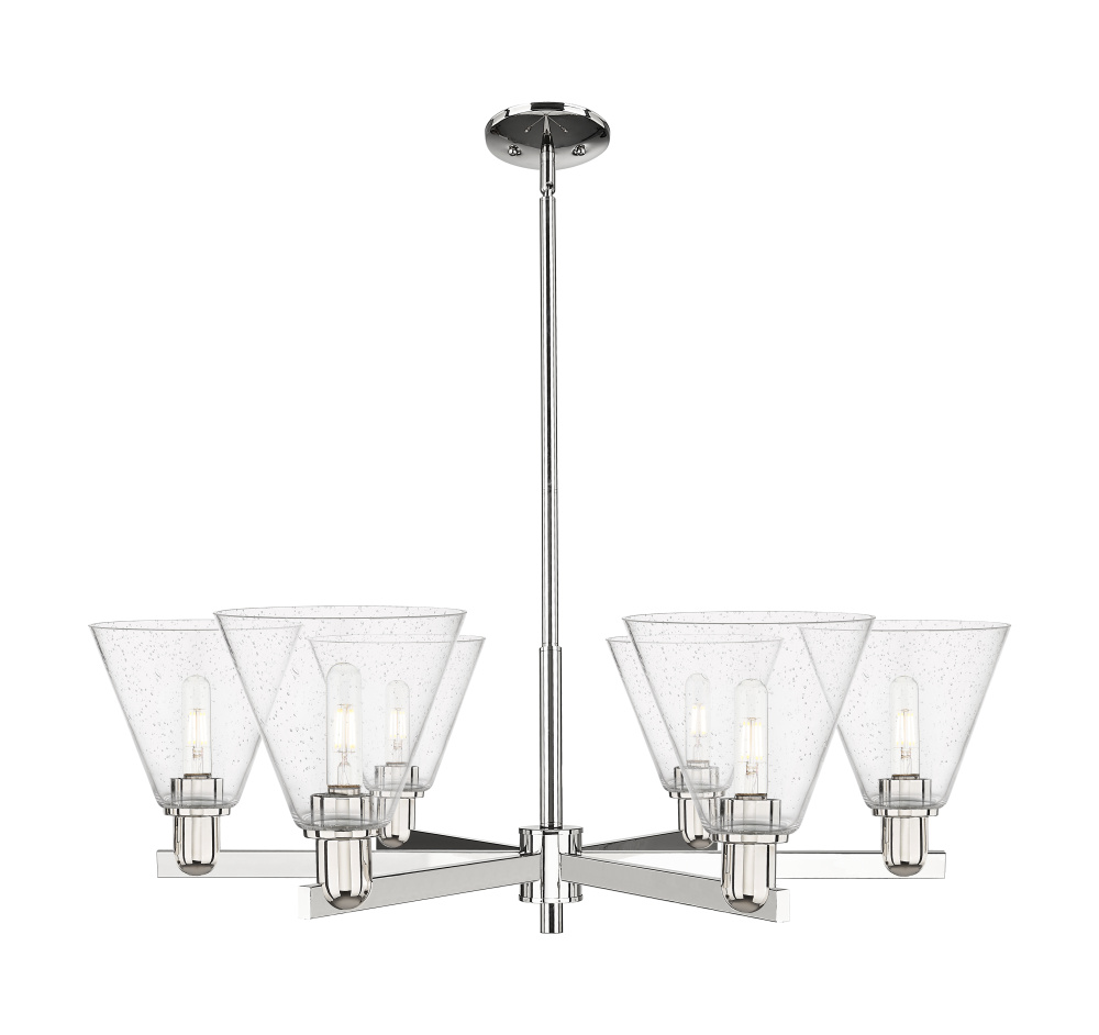 Berkshire Glass - 6 Light - 38 inch - Polished Nickel - Stem hung - Chandelier