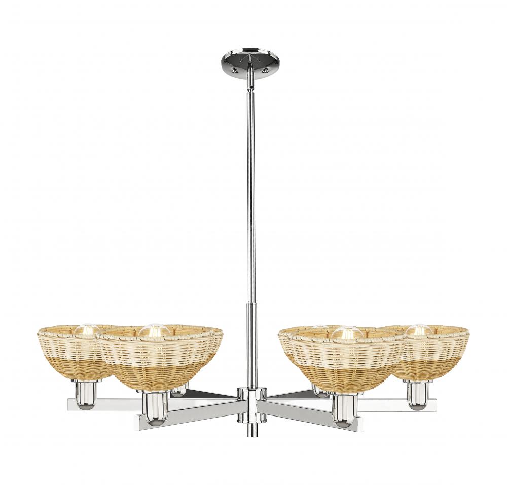 Natural Ballston Dome - 6 Light - 24 inch - Polished Nickel - Chandelier