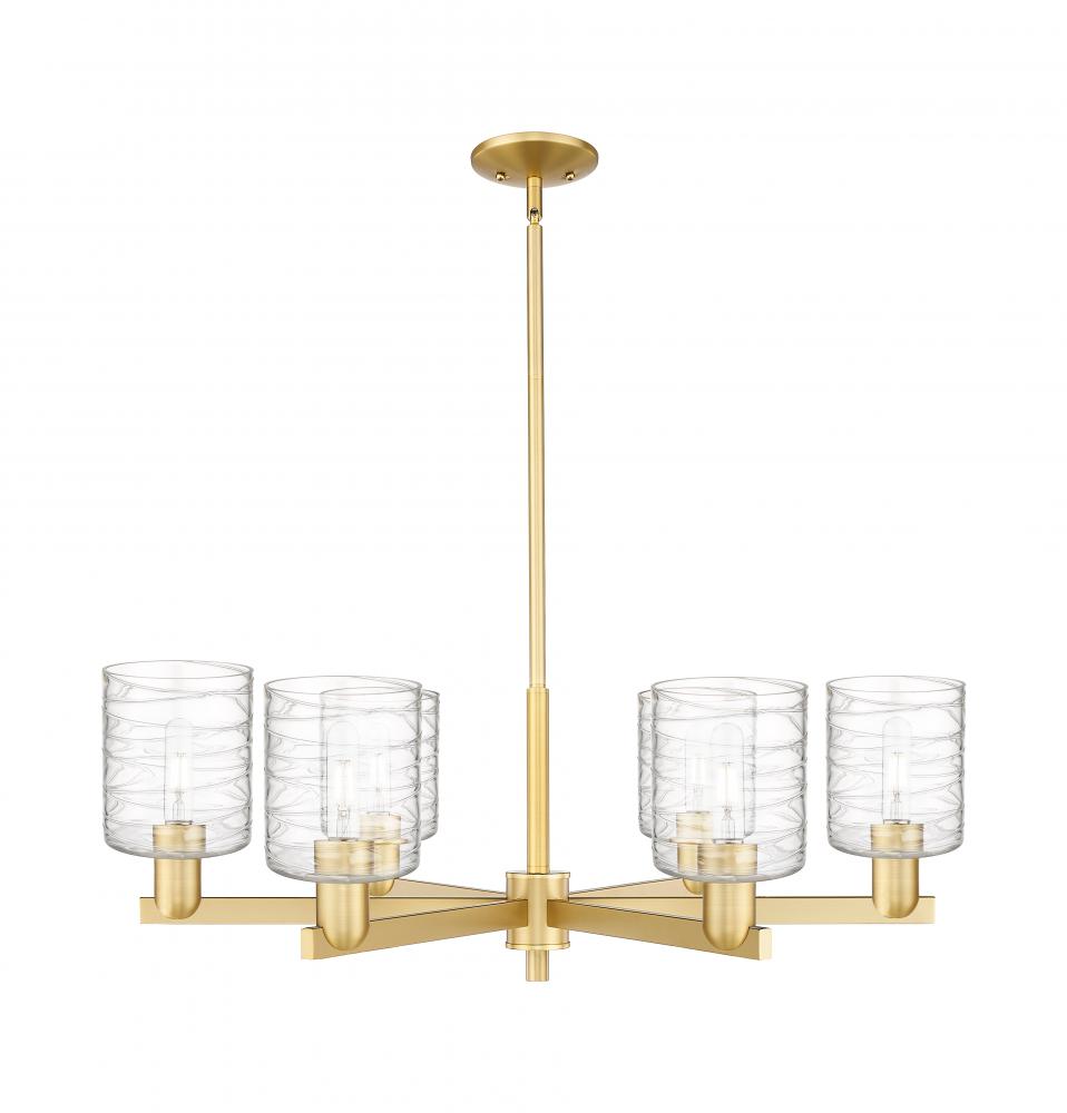 Cobbleskill - 6 Light - 35 inch - Satin Gold - Stem hung - Chandelier