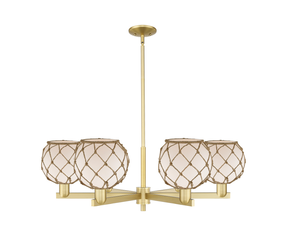 Farmhouse Rope - 6 Light - 38 inch - Satin Gold - Stem hung - Chandelier