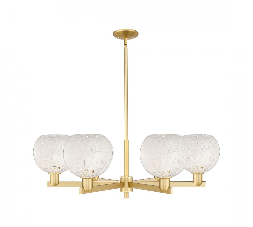 White Mouchette - 6 Light - 38 inch - Satin Gold - Stem hung - Chandelier