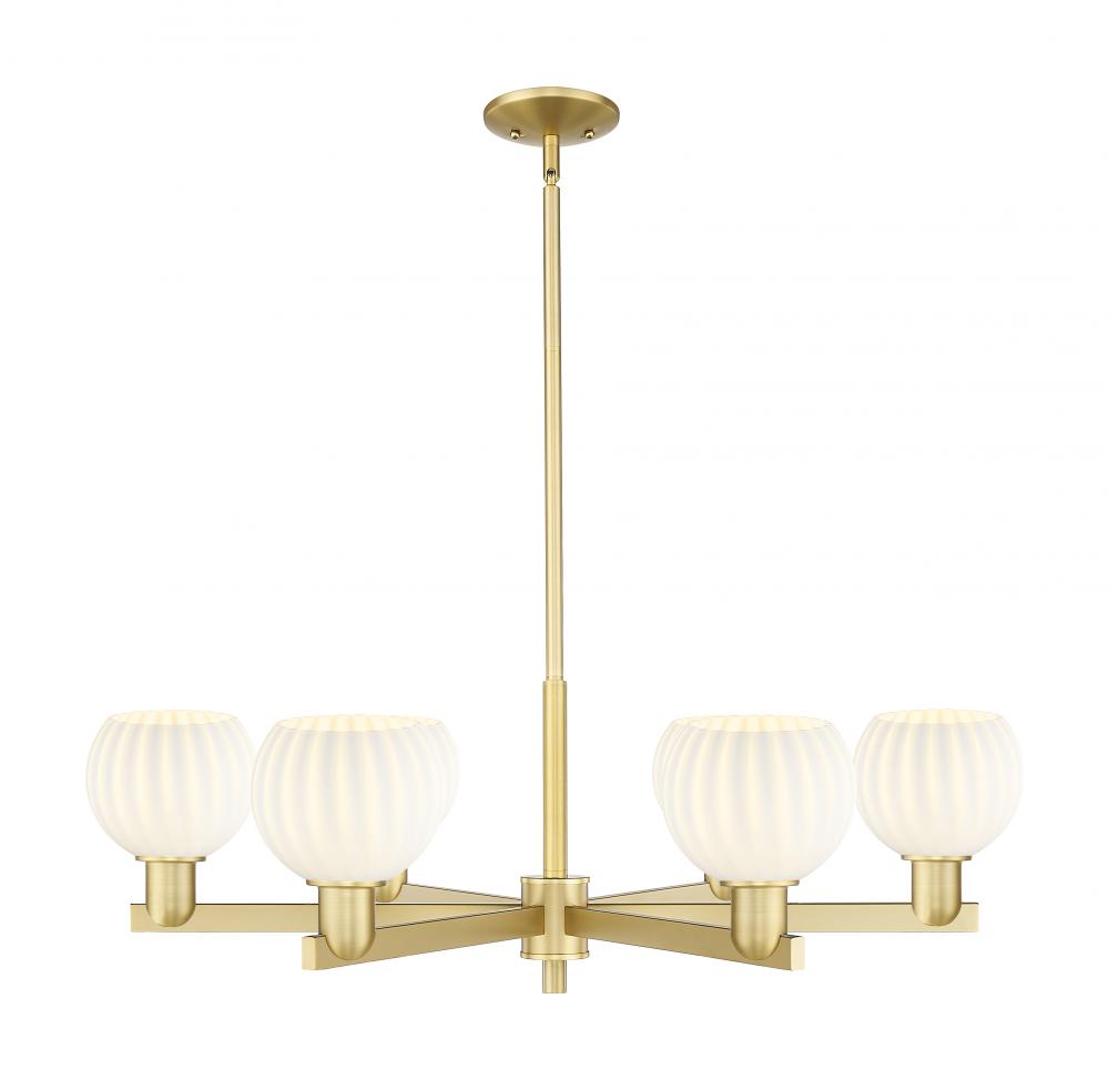 White Venetian - 6 Light - 36 inch - Satin Gold - Stem hung - Chandelier