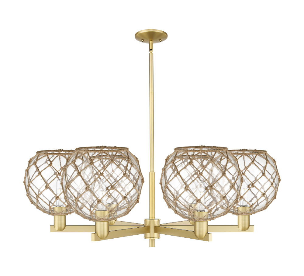 Farmhouse Rope - 6 Light - 40 inch - Satin Gold - Stem hung - Chandelier