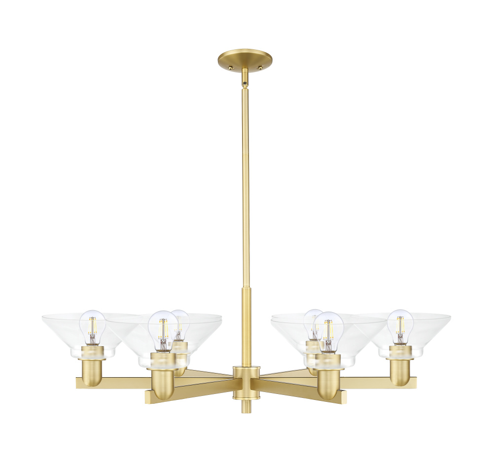Orwell - 6 Light - 38 inch - Satin Gold - Stem hung - Chandelier
