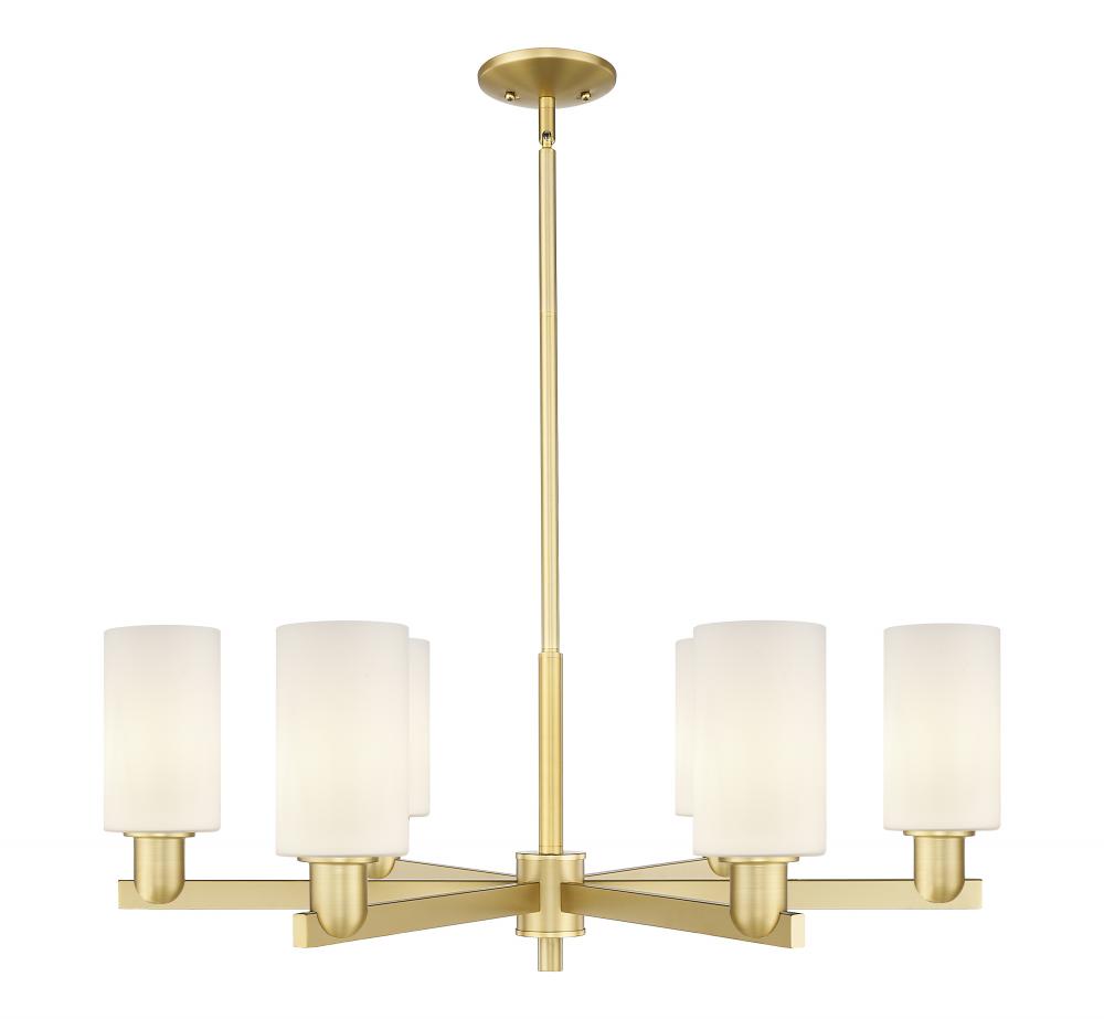 Clymer - 6 Light - 34 inch - Satin Gold - Stem hung - Chandelier