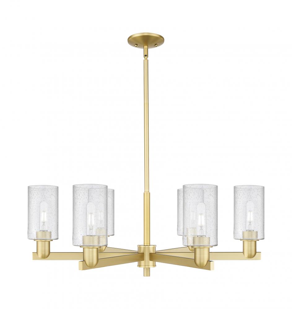Clymer - 6 Light - 34 inch - Satin Gold - Stem hung - Chandelier