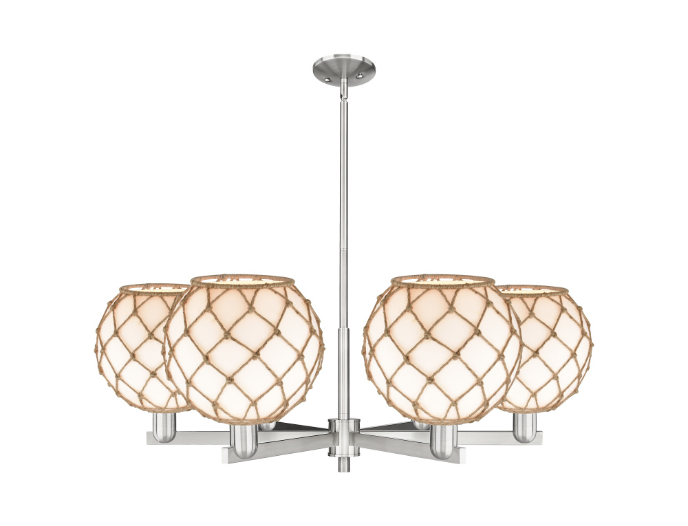 Farmhouse Rope - 6 Light - 40 inch - Satin Nickel - Stem hung - Chandelier