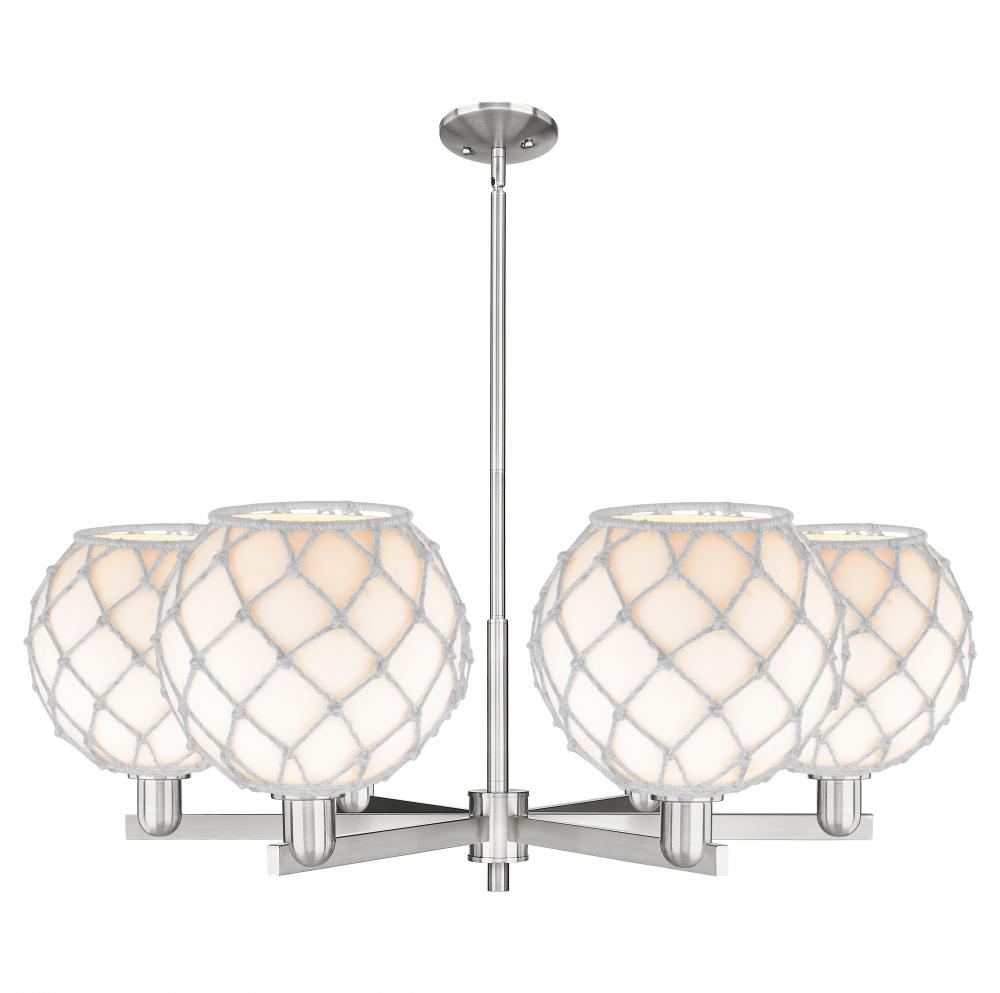 Farmhouse Rope - 6 Light - 40 inch - Satin Nickel - Stem hung - Chandelier