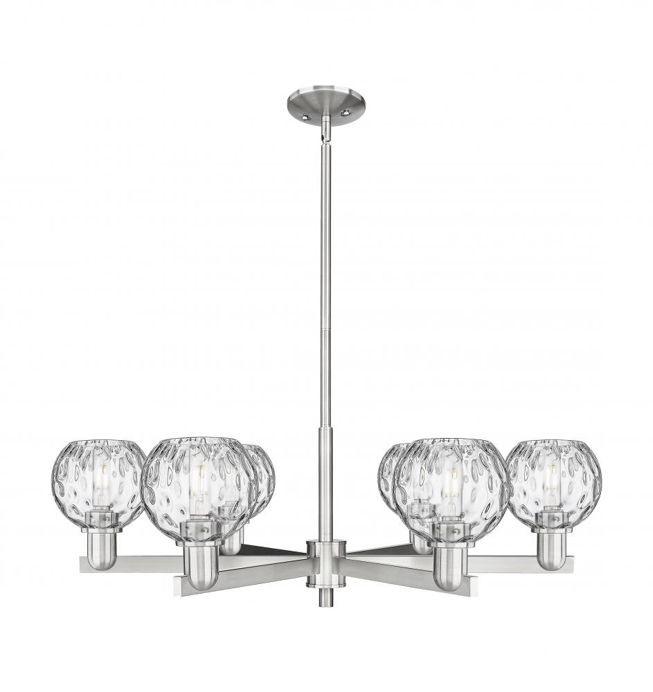 Athens Water Glass - 6 Light - 36 inch - Satin Nickel - Stem hung - Chandelier