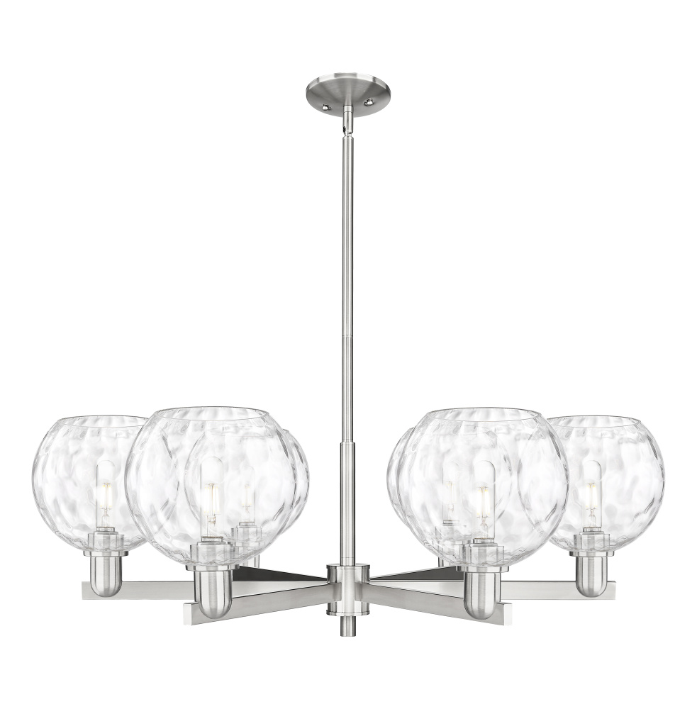 Athens Water Glass - 6 Light - 38 inch - Satin Nickel - Stem hung - Chandelier
