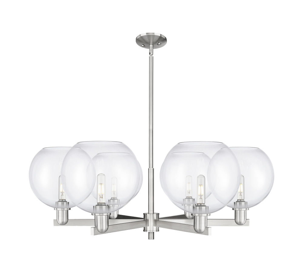 Athens - 6 Light - 40 inch - Satin Nickel - Stem hung - Chandelier