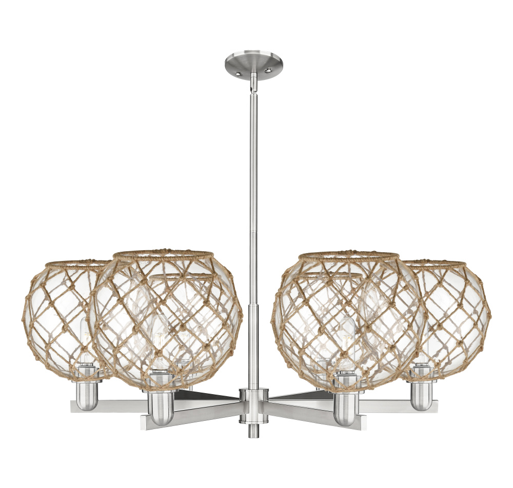 Farmhouse Rope - 6 Light - 40 inch - Satin Nickel - Stem hung - Chandelier