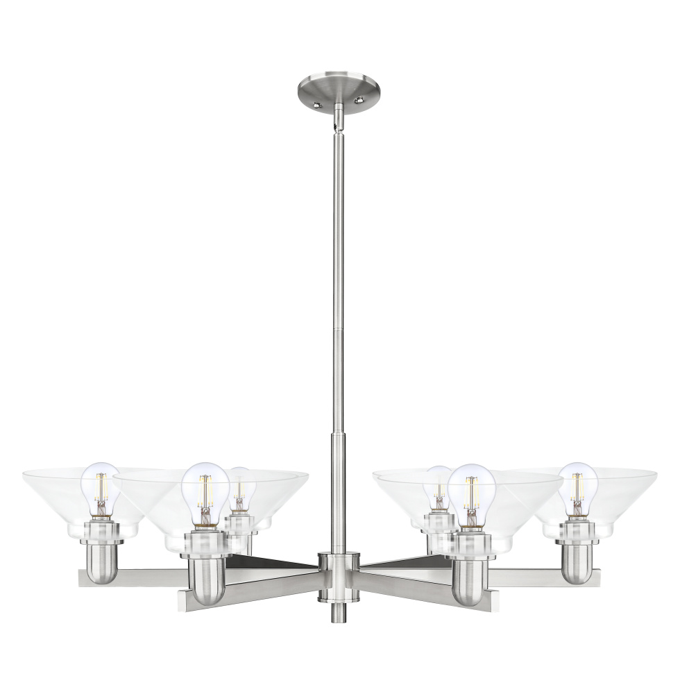 Orwell - 6 Light - 38 inch - Satin Nickel - Stem hung - Chandelier