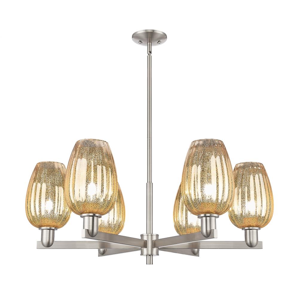 Preston Flute - 6 Light - 24 inch - Satin Nickel - Chandelier