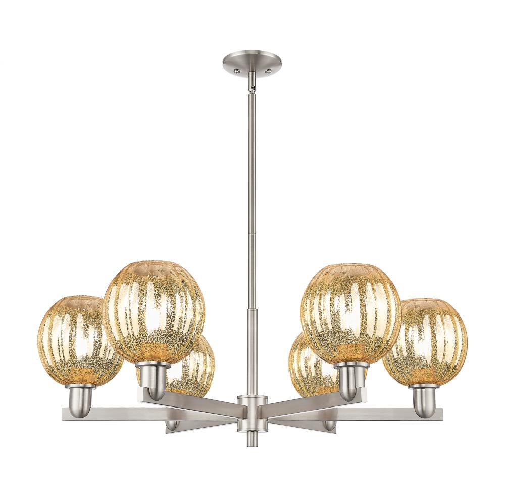 Preston Globe - 6 Light - 24 inch - Satin Nickel - Chandelier