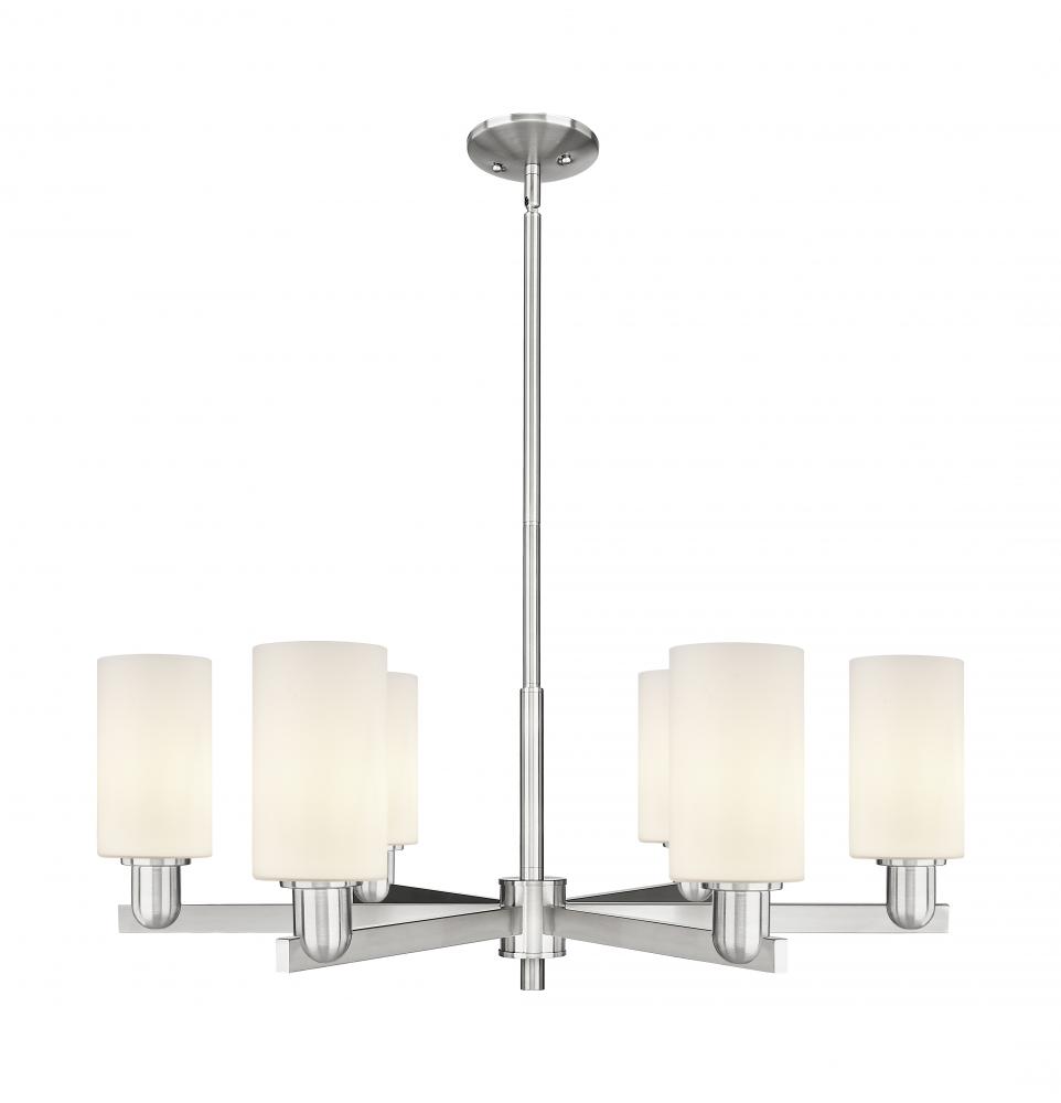 Clymer - 6 Light - 34 inch - Satin Nickel - Stem hung - Chandelier