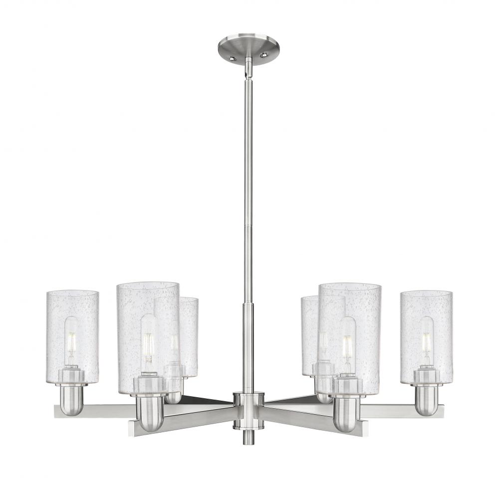 Clymer - 6 Light - 34 inch - Satin Nickel - Stem hung - Chandelier